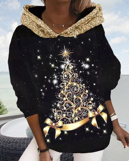 Christmas tree print hoodie