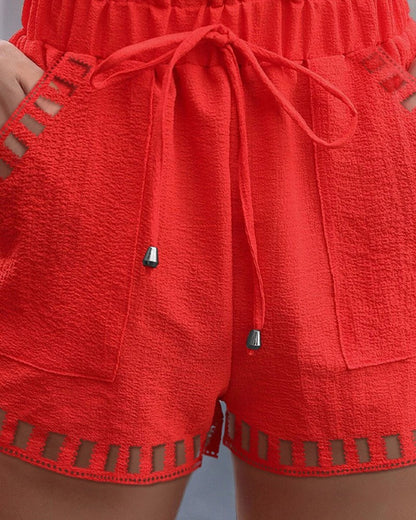 Plain shorts with cut-outs