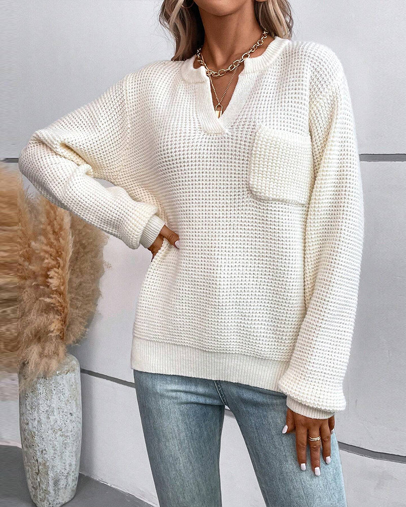 Casual pocket sweater with long sleeves