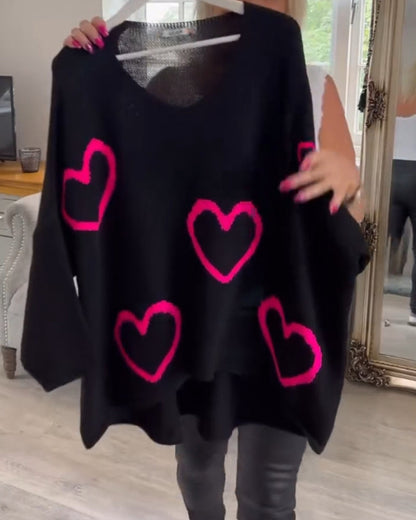 Heart print sweater
