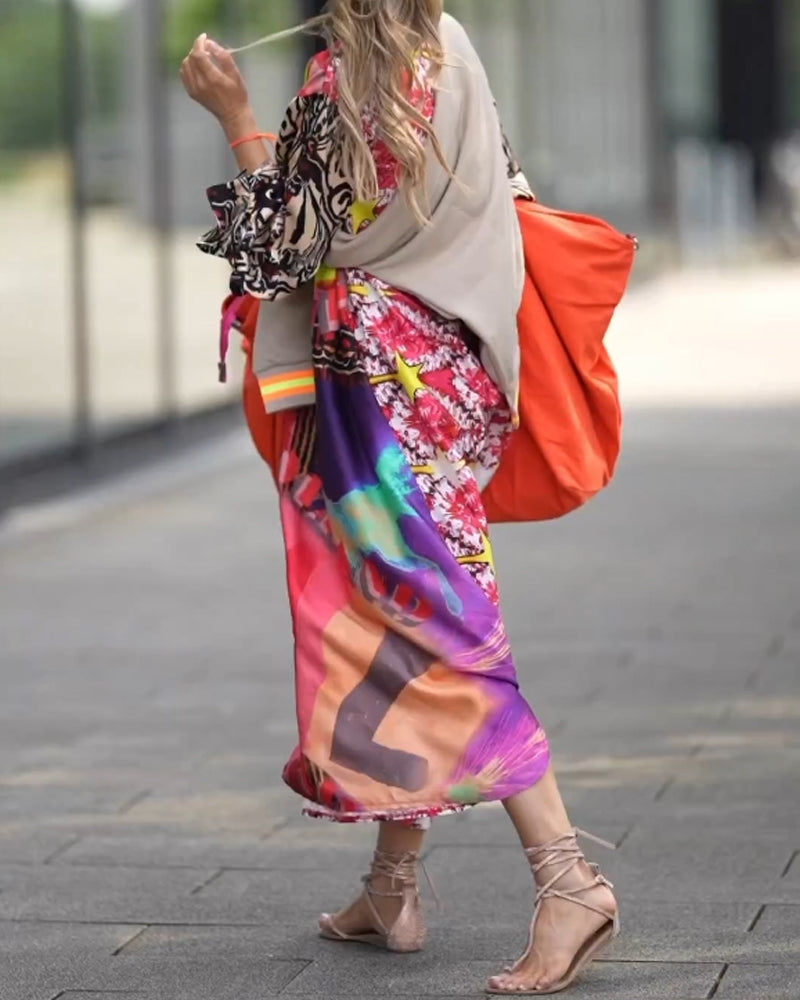 Casual dress with multicolored dress