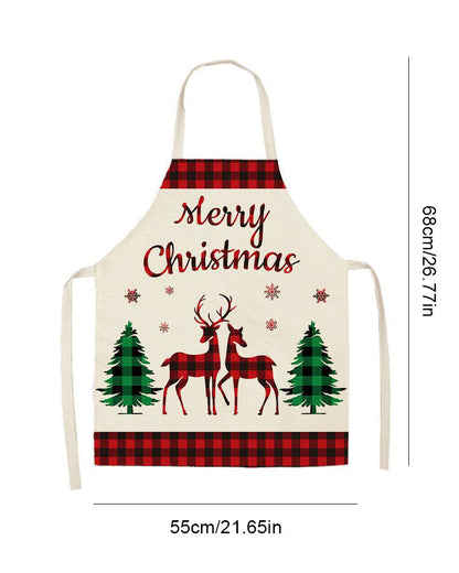 Halterneck anti-fouling apron in a Christmas style