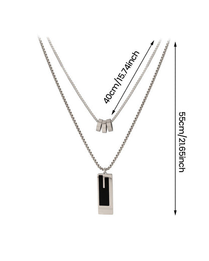 Double long titanium steel necklace