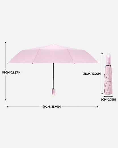 Triple self-opening and retractable umbrella with buckle