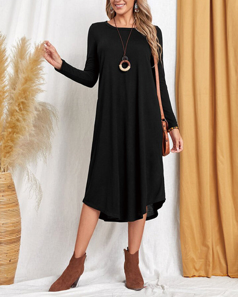 Long sleeve loose dress with pockets