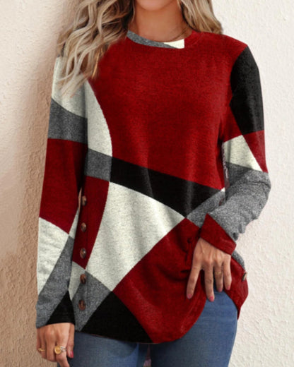 Long sleeve top with geometric pattern