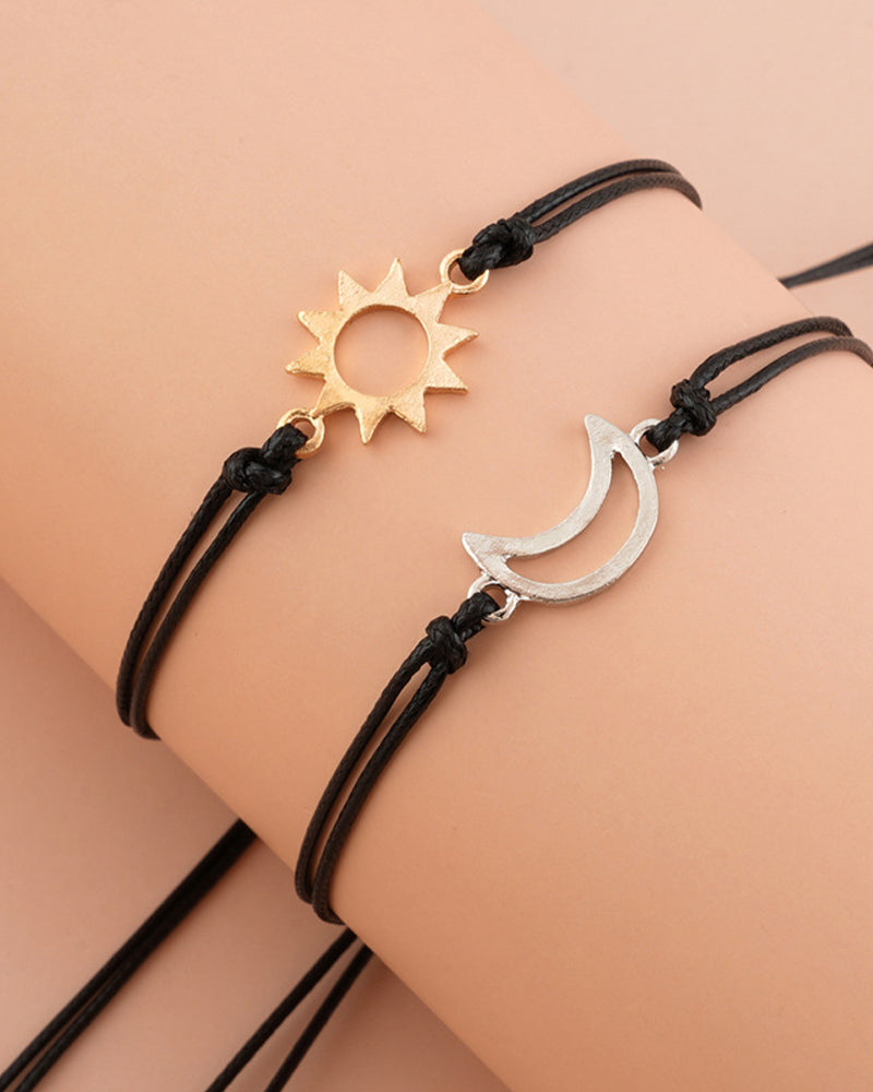Sun Moon Wax Line Couple Bracelet