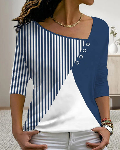 Striped top with v-neck