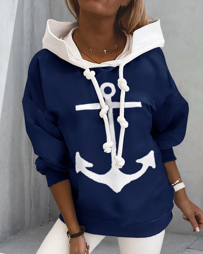 Anchor print hoodie