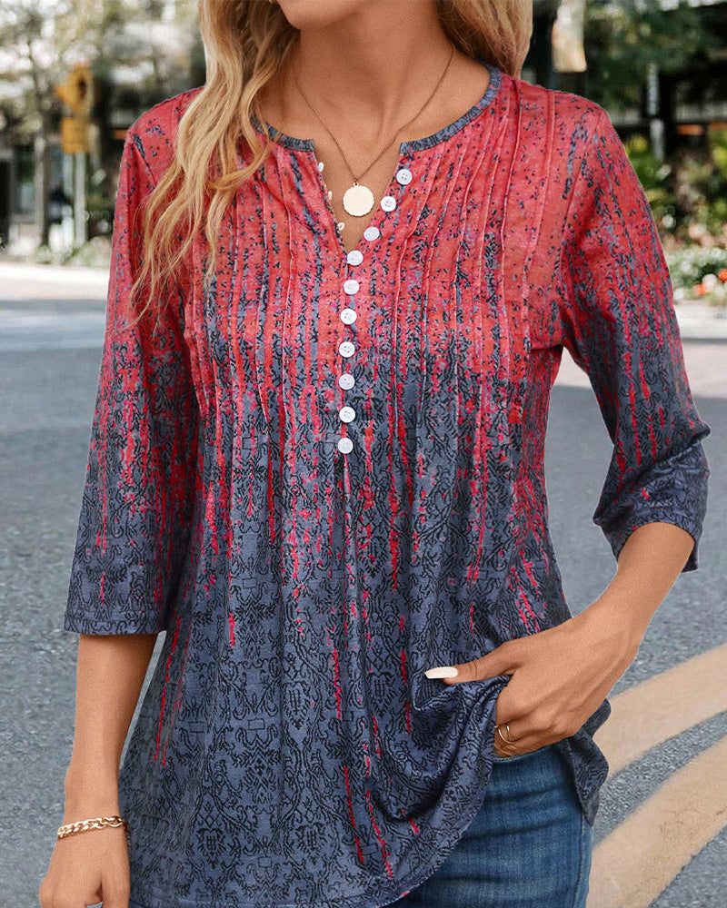 Button-down blouse with ombre print