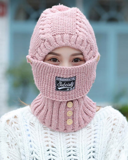 Windproof warm hat with scarf