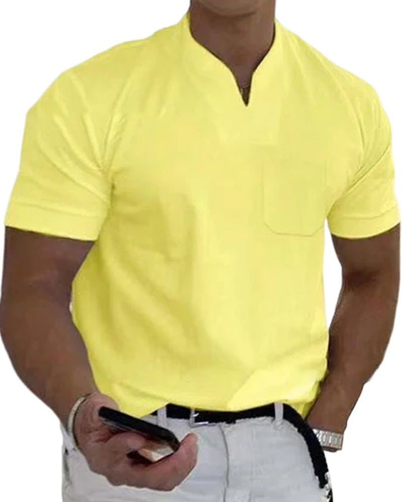 Short-sleeved, sporty V-neck T-shirt
