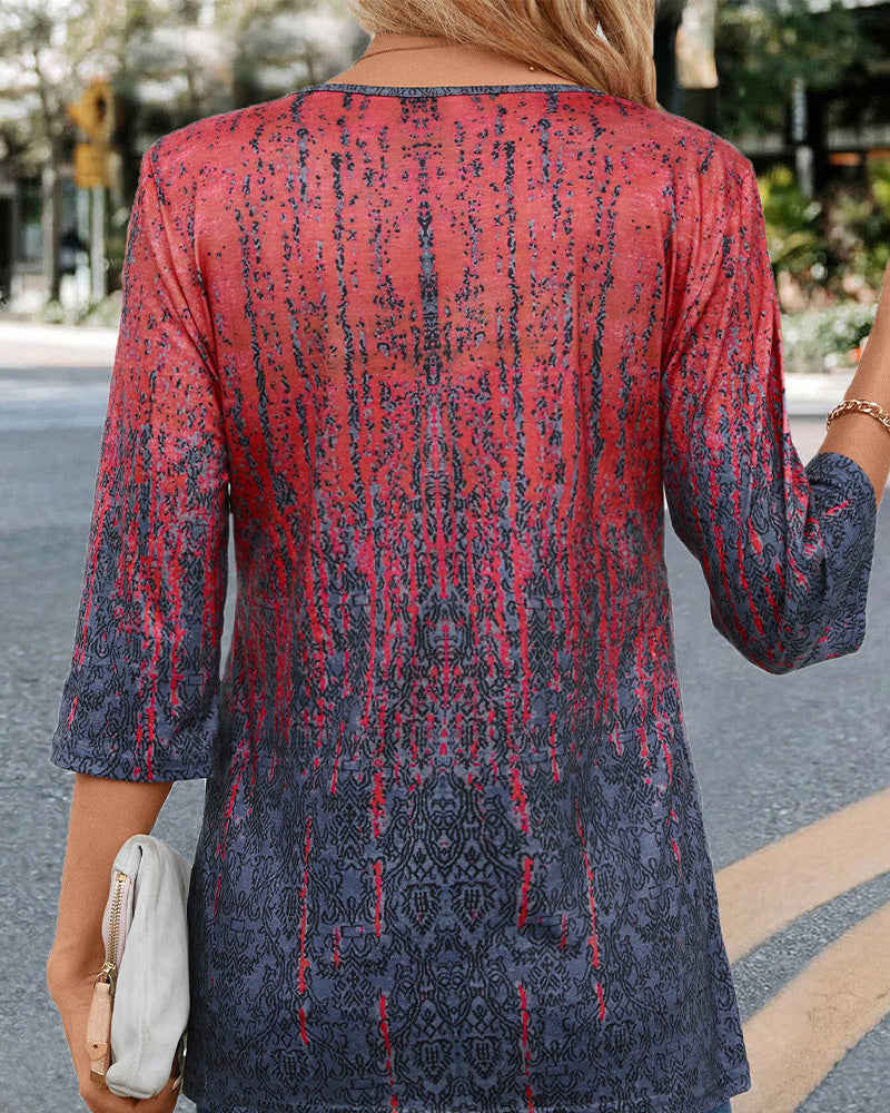 Button-down blouse with ombre print