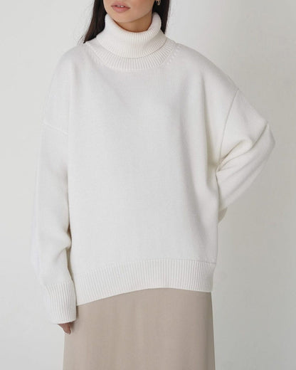 Casual solid color turtleneck sweater