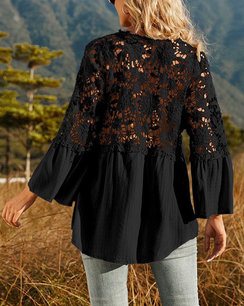 Long sleeve blouse with lace