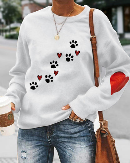 Round neck sweatshirt with dog paw print