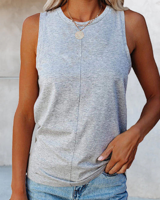 Sleeveless tank top with a crew neck