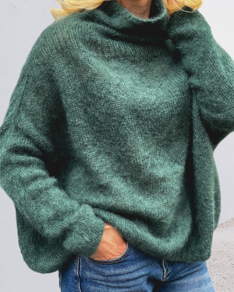 High neck sweater color sweater