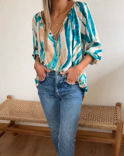 Casual blouse with a drawstring print