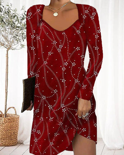 Sweetheart neckline long dress with long sleeves