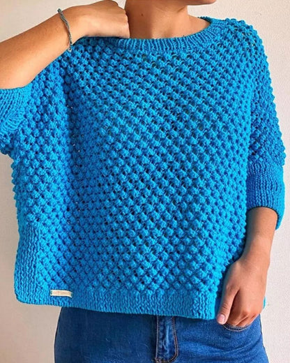 Solid color, loose crew neck sweater