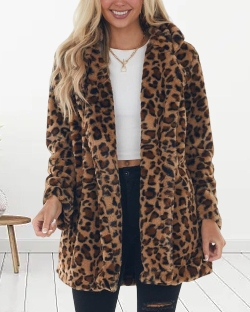 Plush leopard print jacket