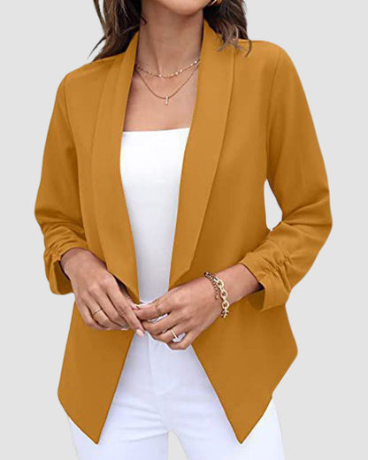Solid color long sleeve blazer with lapels