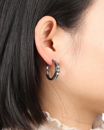 Large hoop earrings with rhinestones