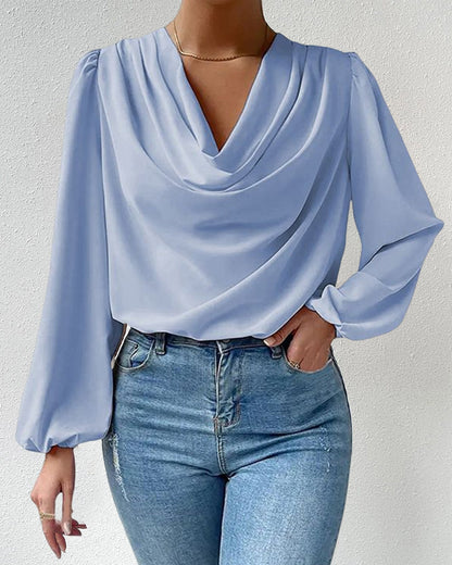 Plain blouse with a cowl neckline