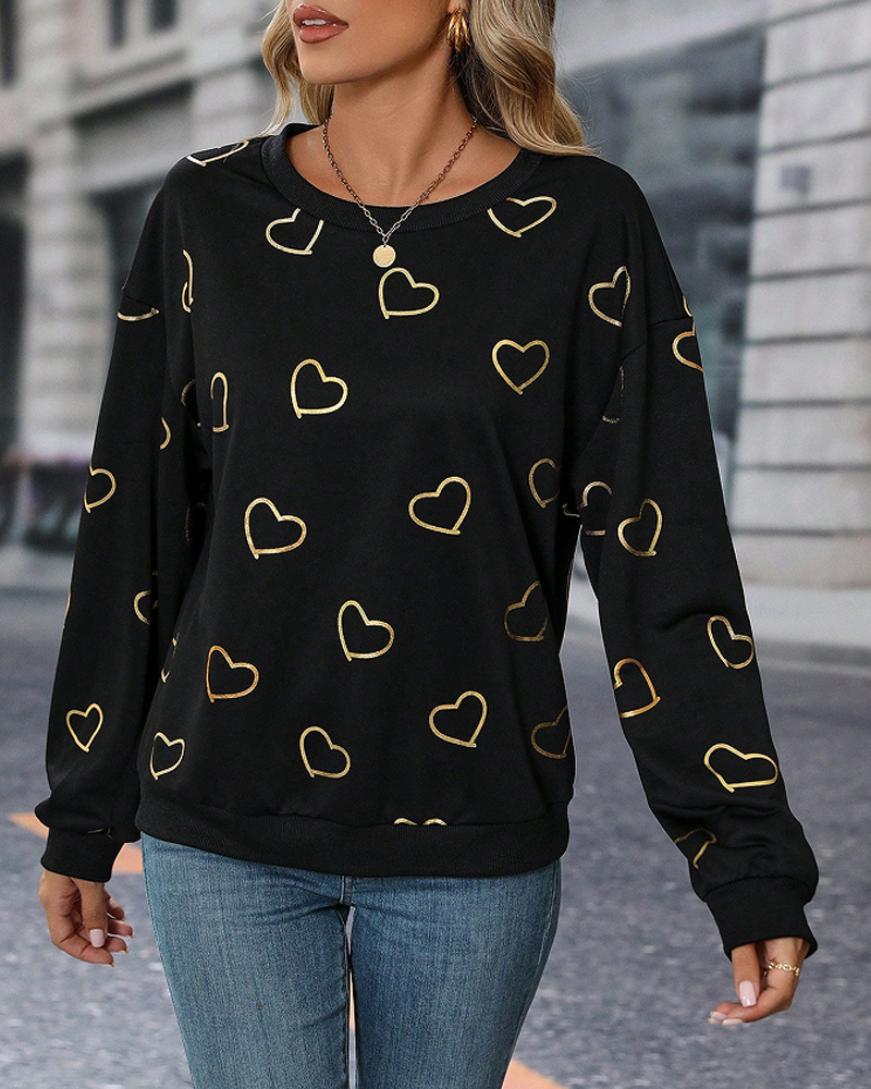 Simple sweatshirt with love pattern print
