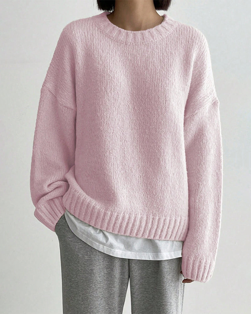 Crew neck sweater with solid colors