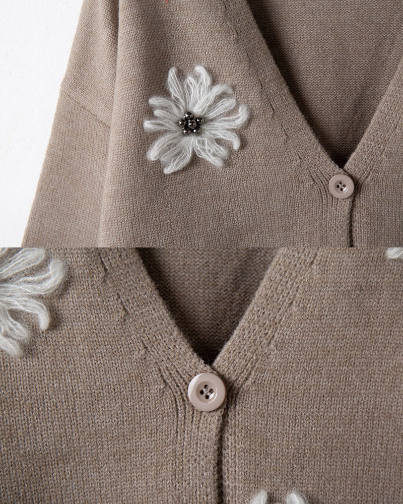 Floral long sleeve V-neck cardigan