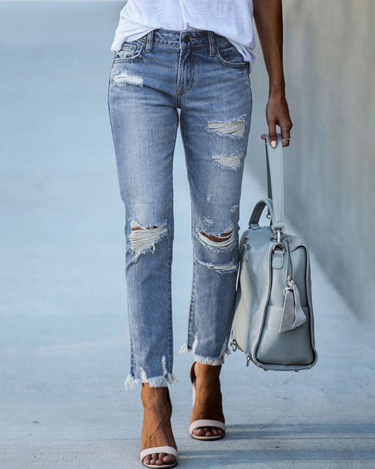 Slim jeans for women with a high waist