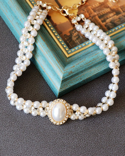 White and black Hepburn faux pearl jewelry