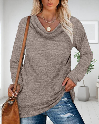 Plain, long-sleeved top with a crew neck