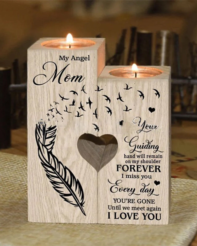 Decorative wooden candle holder in the shape of a heart 
