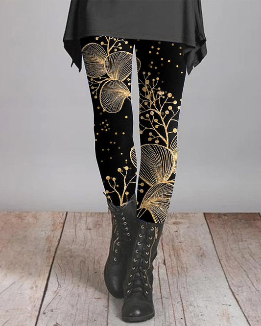 Elegant leggings with a plant print