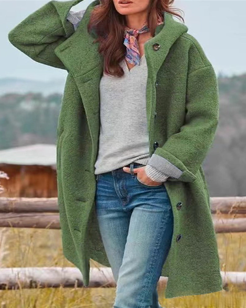 Solid color cardigan with button pocket