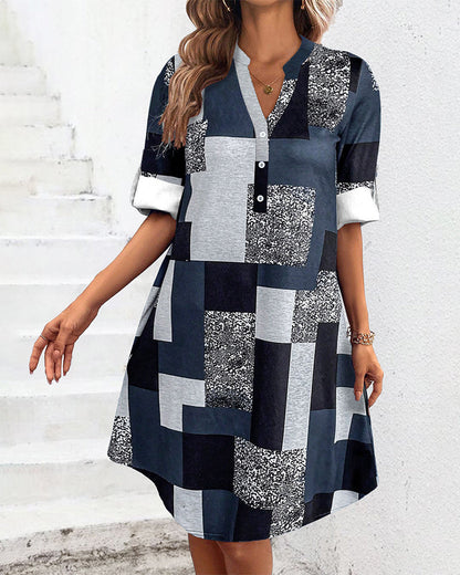 Dress with buttons and check pattern