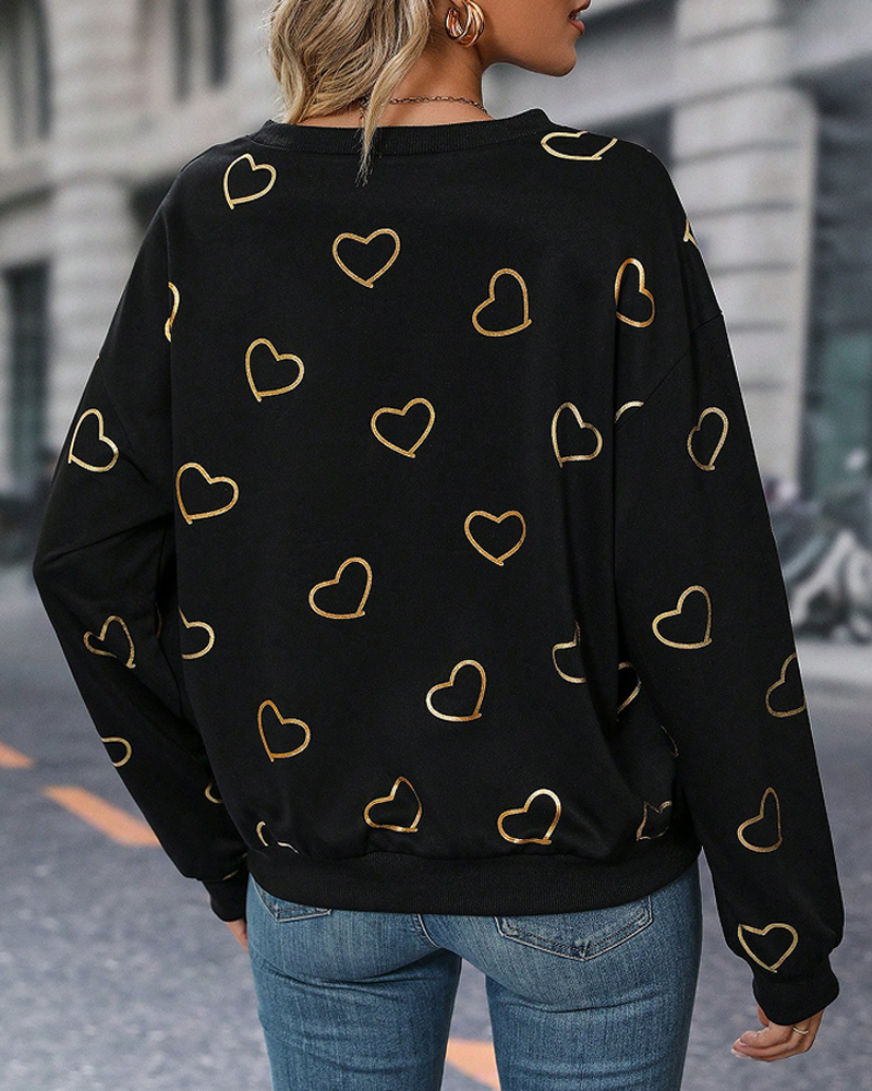 Simple sweatshirt with love pattern print