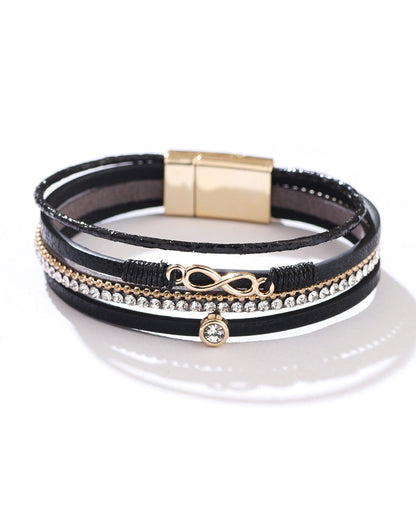 Figure 8 women's leather bracelet with magnetic buckle 