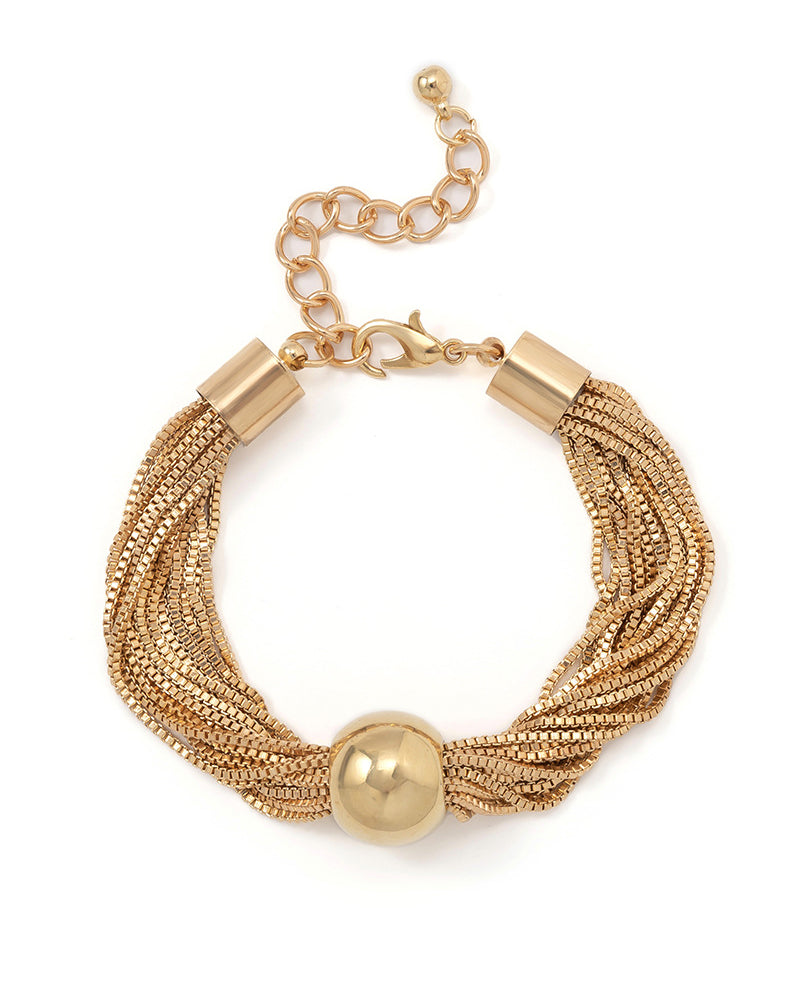 Layered stackable geometric ball necklace bracelet