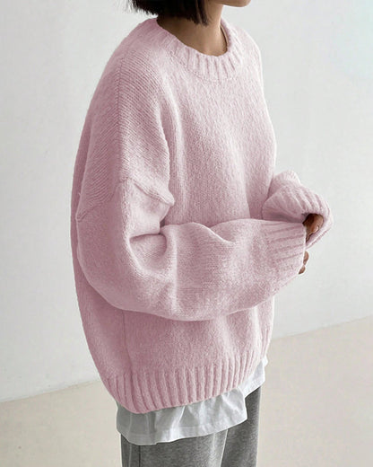 Crew neck sweater with solid colors