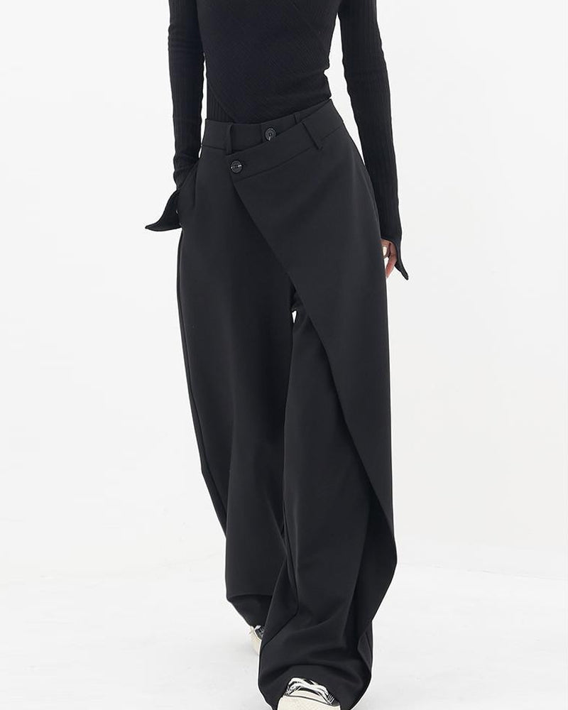 Solid color irregular patchwork trousers