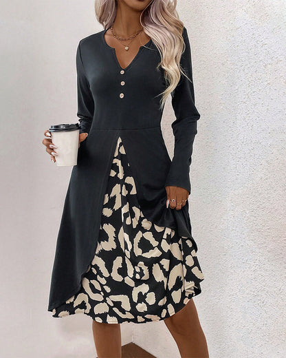 Patchwork printed casual dress