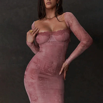 Elegant pink women's dress