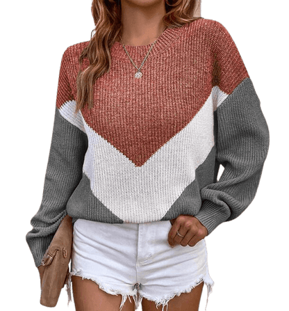 Women's Clothing Geometric Triangle Pullover Sweater
