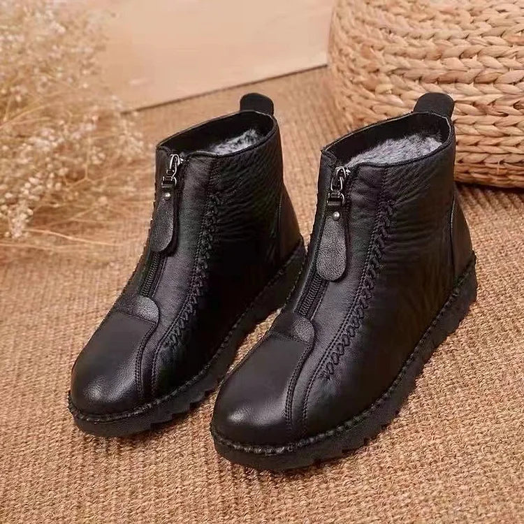 Non-slip women's ankle boots made of genuine leather