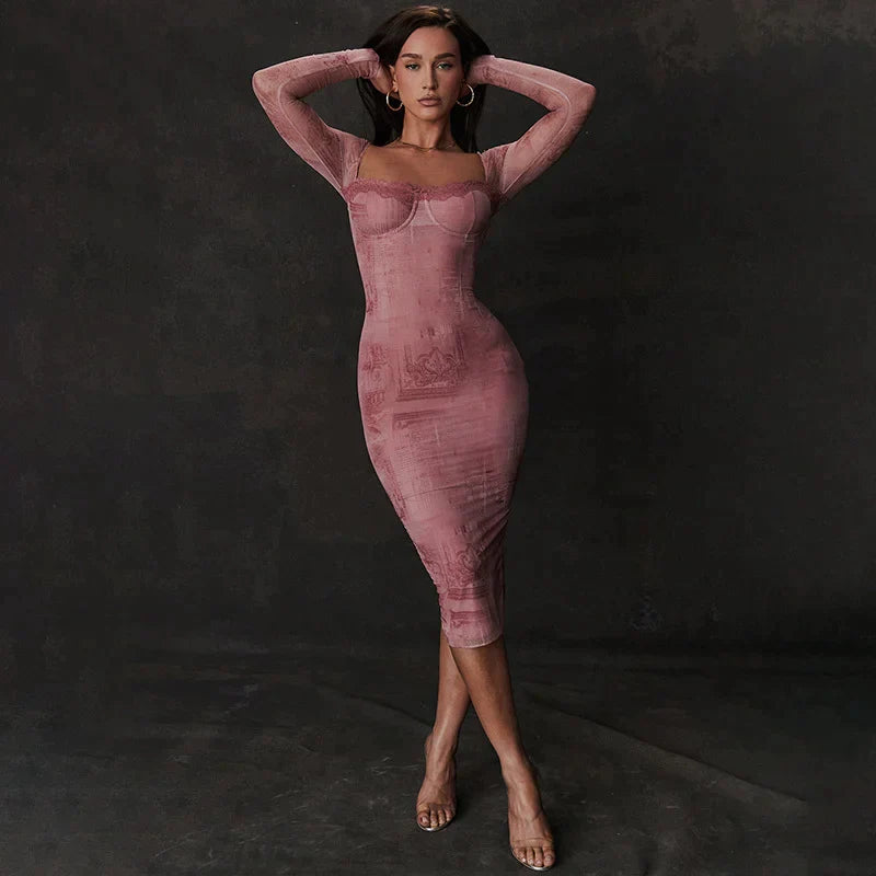Elegant pink women's dress