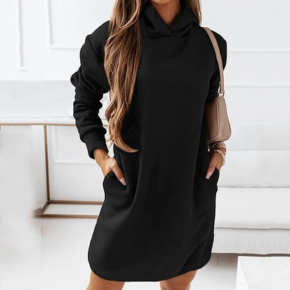 Loose hooded dress with pockets